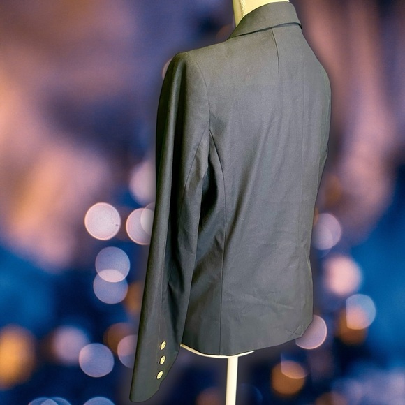 Frame Denim Navy Blue ‘Shrunken Linen-Blend Double-Breasted Blazer’ Size 6 - Picture 11 of 16